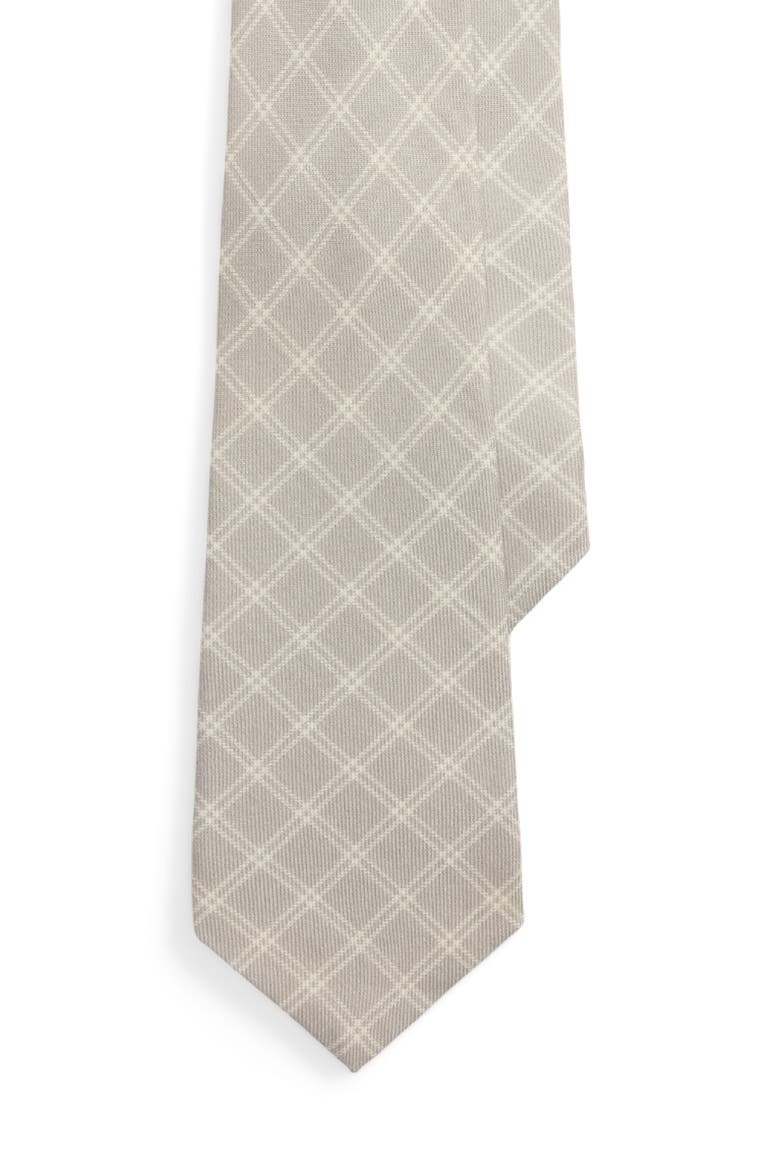 Windowpane Plaid Cashmere & Silk Tie, Main, color, GREY