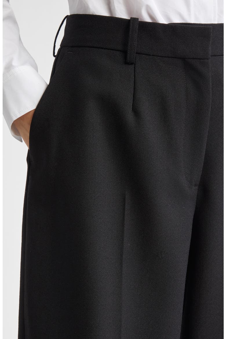 Tailored Double Pleat Wool Flannel Trousers, Alternate, color, BLACK