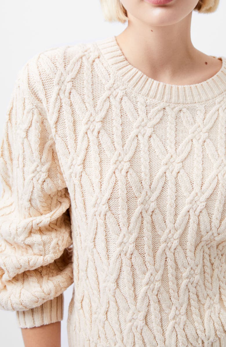 French Connection Layon Jini Cable Crewneck Sweater, Alternate, color, Classic Cream