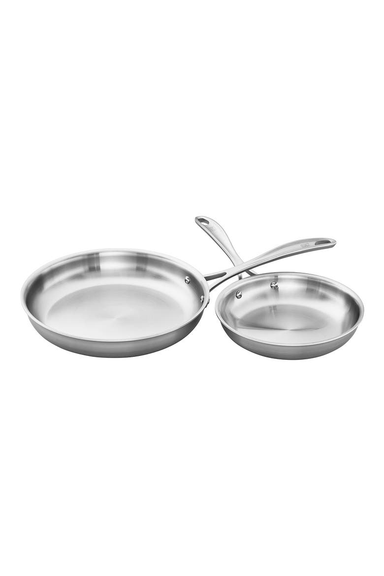Spirit Polished 2-Piece Fry Pan Set, Main, color, STAINLESS STEEL