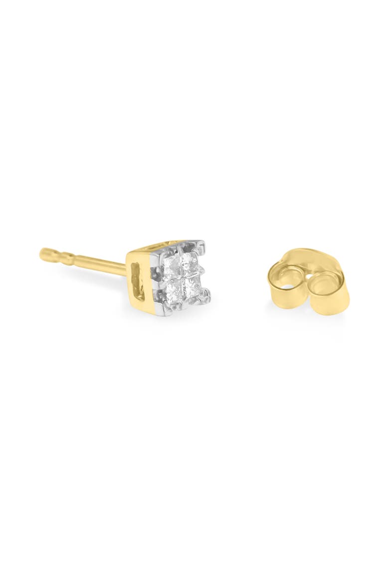 10k Yellow Gold Princess Diamond Quad Stud Earrings, Alternate, color, Yellow
