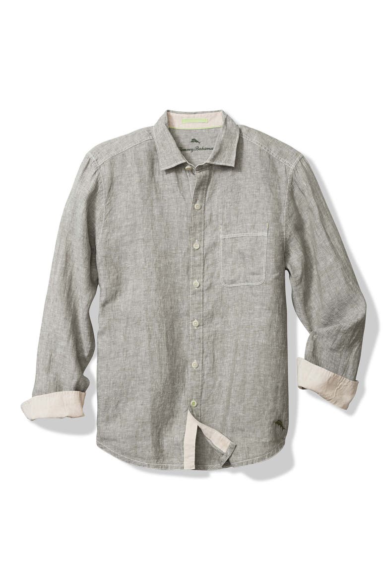 Paradise Breezer Linen Shirt, Alternate, color, TEA LEAF