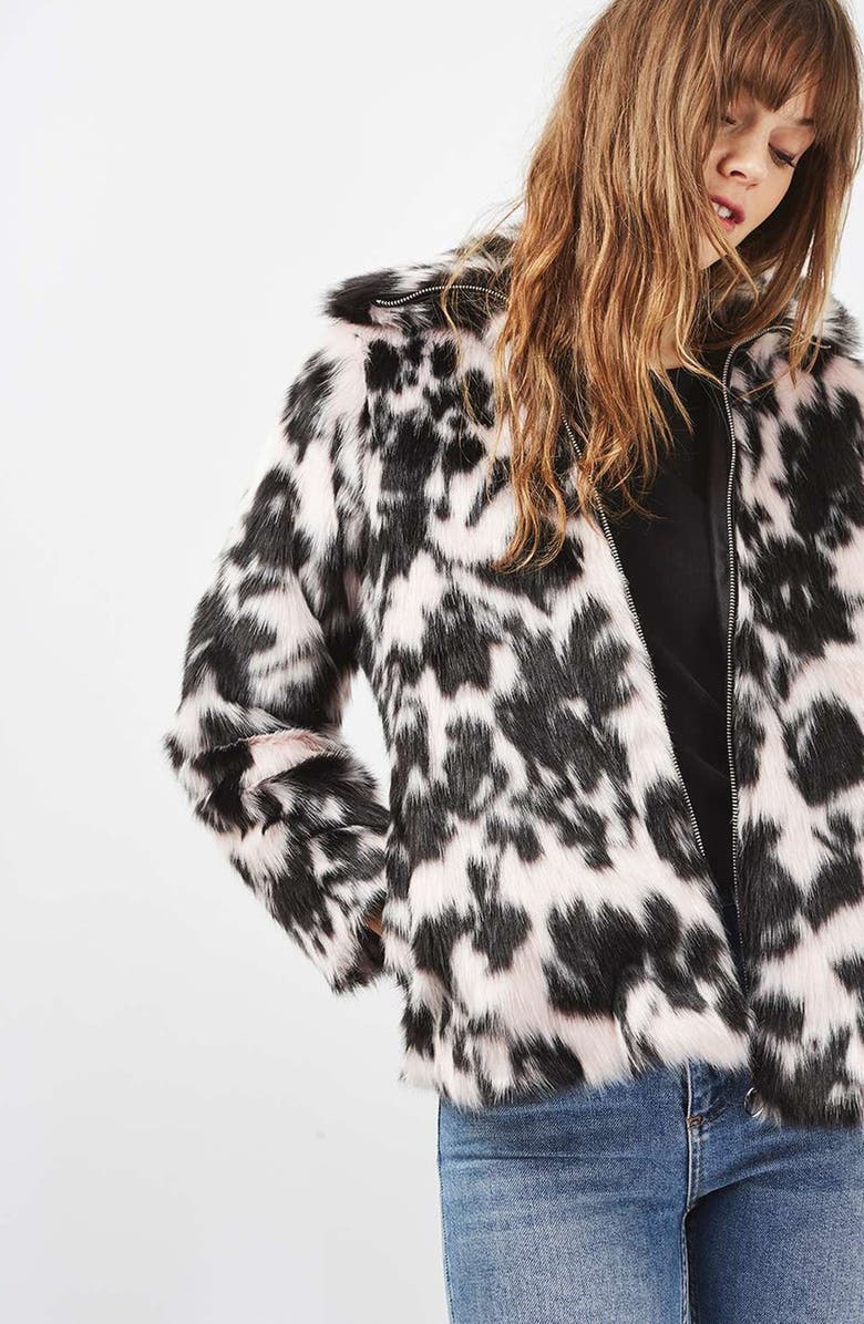 Topshop Sweet Dreams Faux Fur Coat, Alternate, color, 