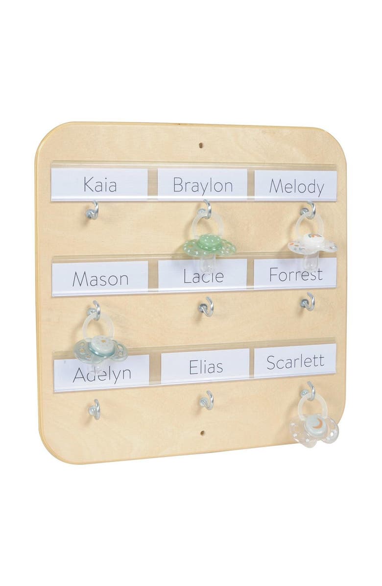 Kaplan Early Learning Company Wooden 9 Hook Pacifier Holder, Alternate, color, Beige