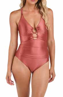La Blanca Earth Lace-Up Underwire One-Piece Swimsuit