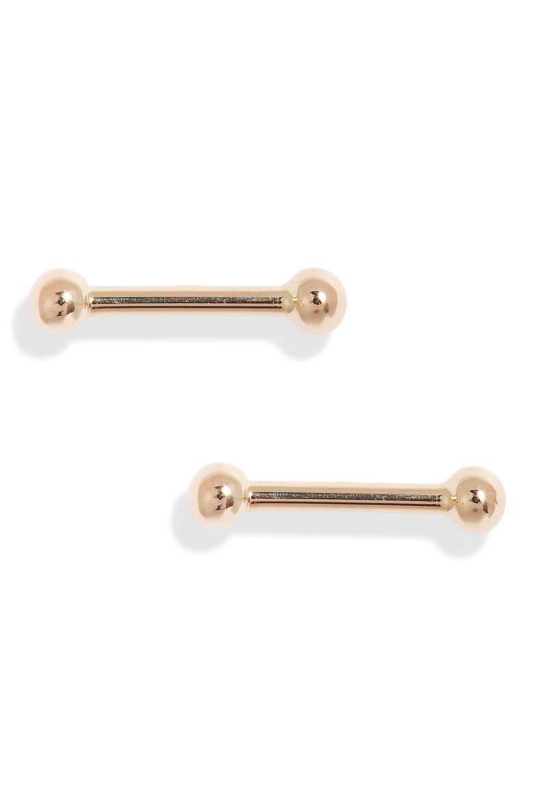 Baby Dumbbell Stud Earrings, Main, color, 14K YELLOW GOLD