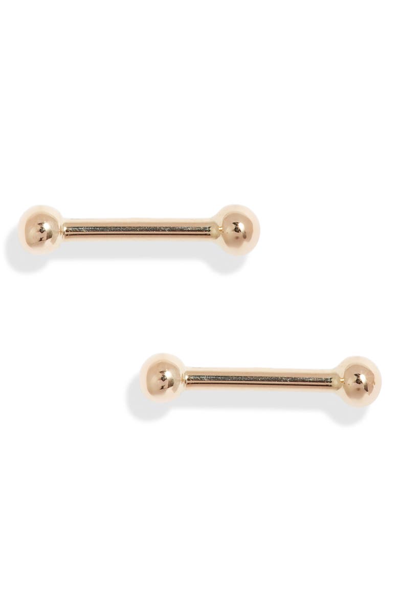 Poppy Finch Baby Dumbbell Stud Earrings, Main, color, 14K Yellow Gold