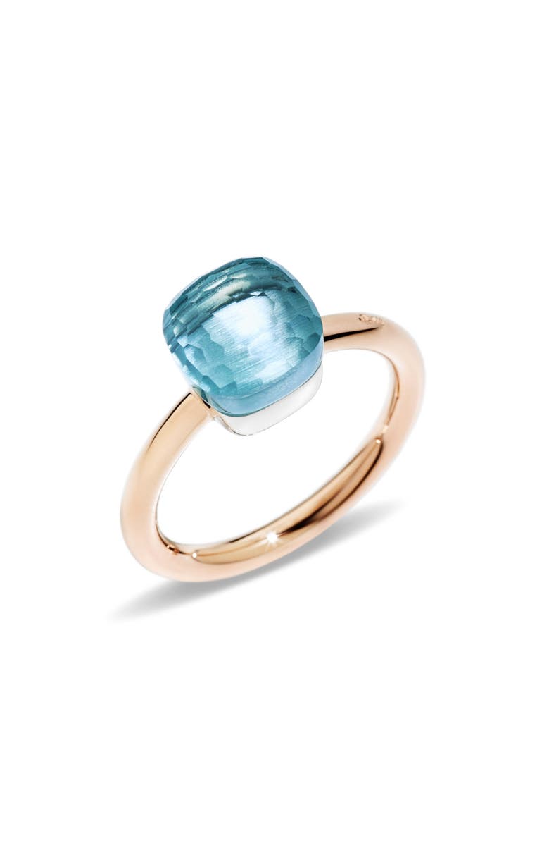 Pomellato Nudo Petit Ring, Main, color, Rose Gold/ Sky Blue Topaz