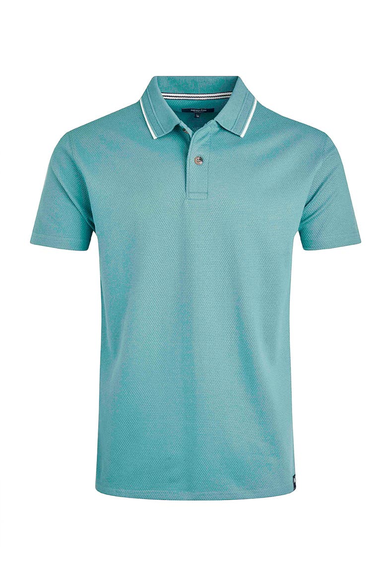 Powell Textured Polo Shirt, Alternate, color, Mineral Blue