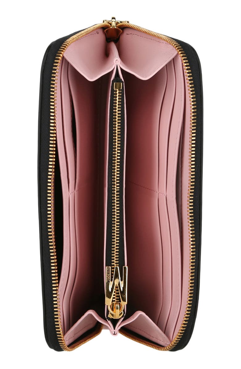 Moschino Logo Continental Wallet, Alternate, color, 