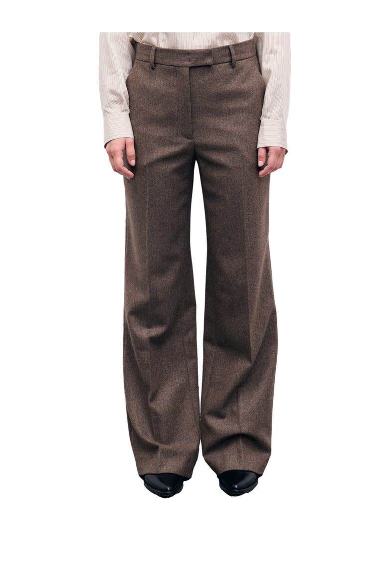 Mia Wide Leg Mid Rise Trousers, Main, color, Brown