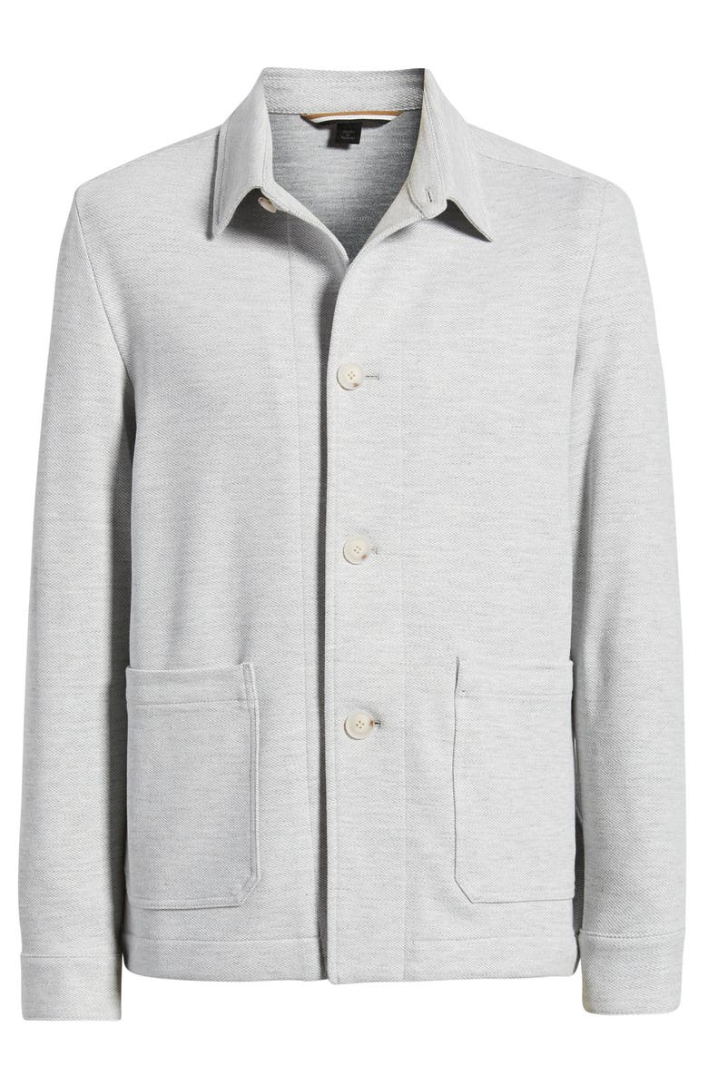 BOSS Carper Knit Shirt Jacket, Alternate, color, Silver