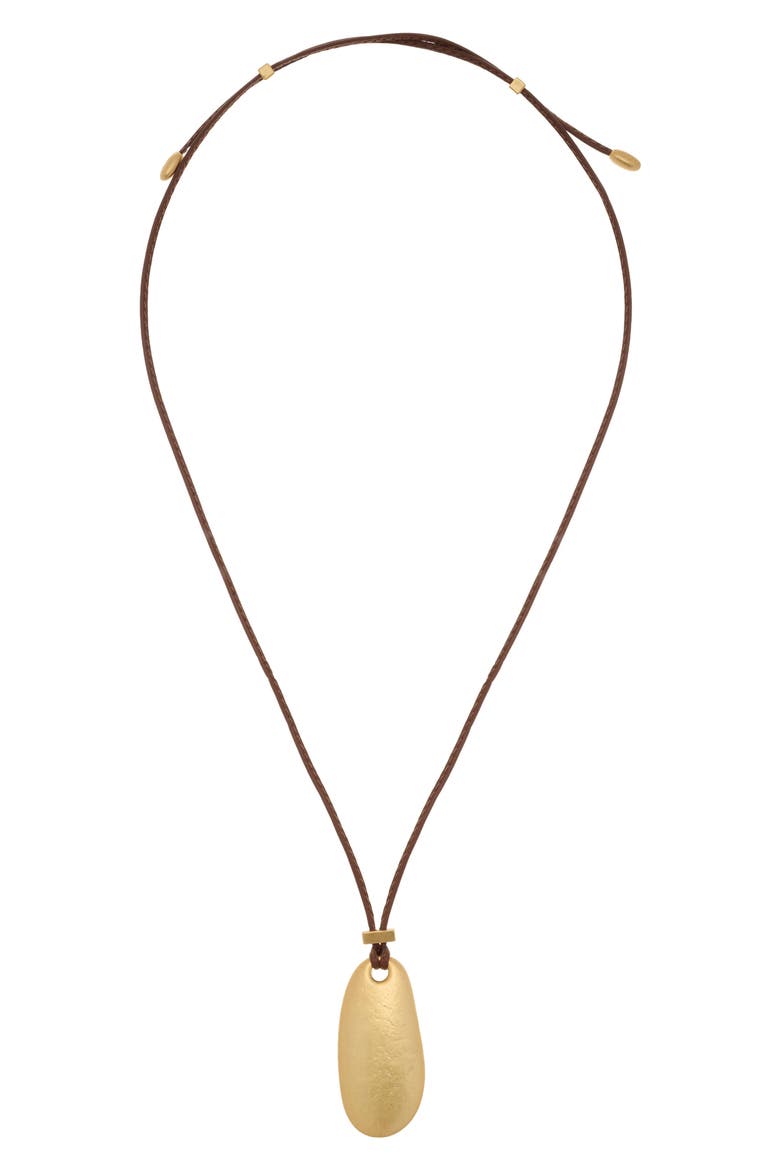 Perry Smooth Pebble Cord Pendant Necklace, Alternate, color, GOLD TONE  BROWN