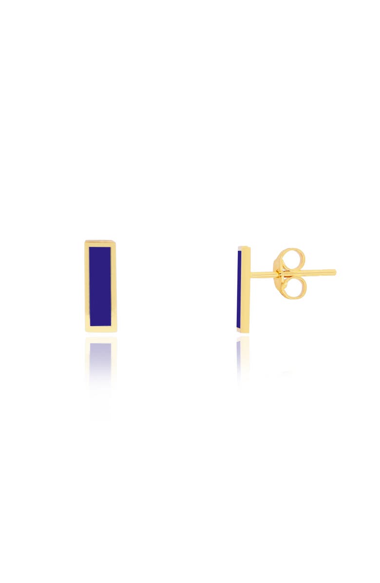 The Lovery Fine Jewelry Lapis Bar Stud Earrings, Main, color, Blue