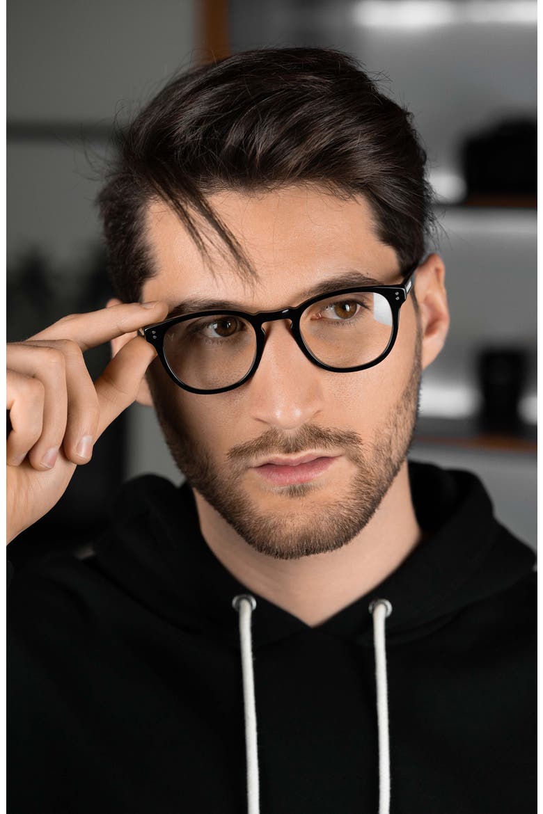 District 49mm Round Optical Glasses, Alternate, color, BLACK/ CLEAR