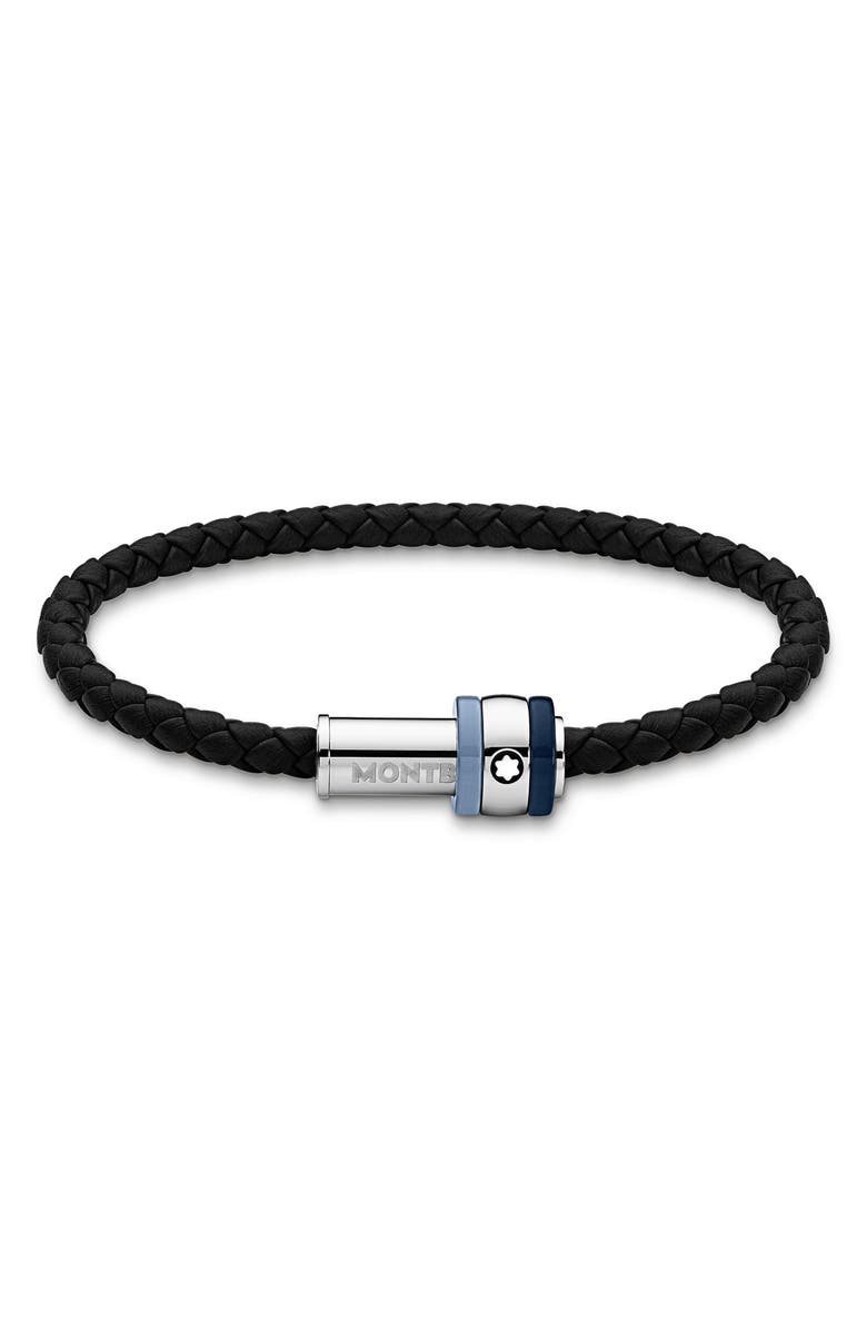 Montblanc Men's 1858 Ice Sea Braided Leather Bracelet, Main, color, Blue