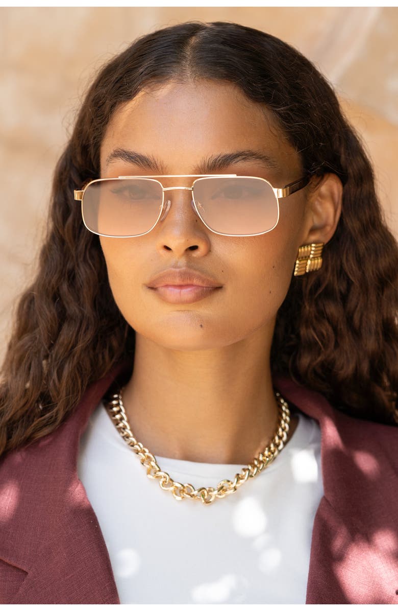 FREYRS Eyewear Vesper Aviator Sunglasses, Alternate, color, Gold / Brown Pink