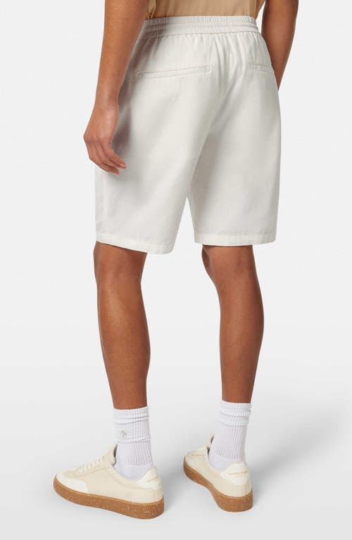 Scotch & Soda Cotton & Linen Twill Drawstring Bermuda Shorts In Off White
