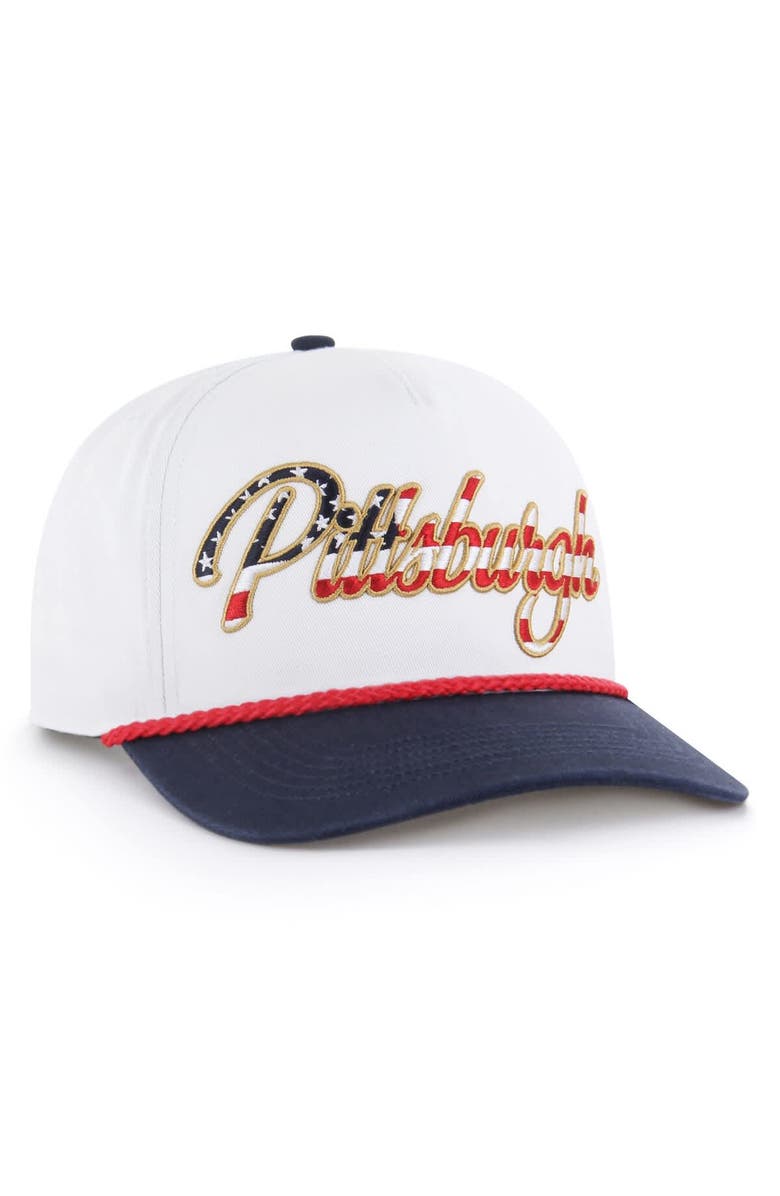 '47 Men's '47 White Pittsburgh Steelers Patriotic Overhand Hitch Adjustable Hat, Alternate, color, White