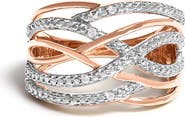 Haus of Brilliance Silver Diamond Accent Crossover Ring
