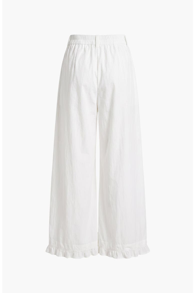 High Waist Wide Leg Pants with Pleats and Ruffle Trim Hems, Alternate, color, White