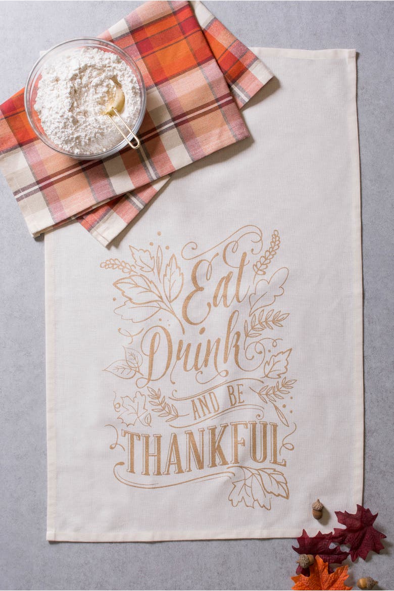 Asst Check Fall Be Thankful Printed Dishtowel Set/2, Alternate, color, Be Thankful