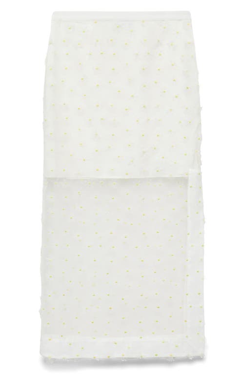 Shop Mango Daisy Embroidery Sheer Skirt In Off White