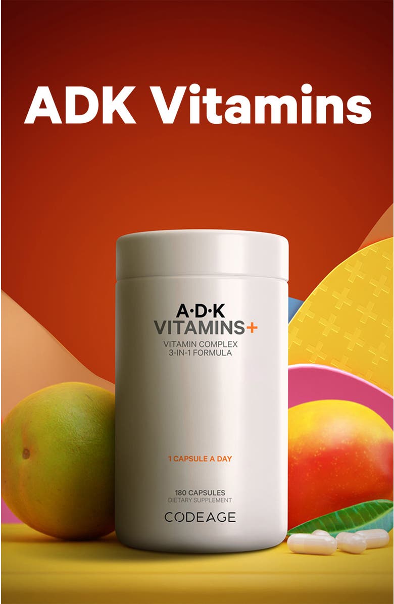 Codeage ADK Vitamins, Vitamin A, D3 5000 IU & K Supplement, Alternate, color, White