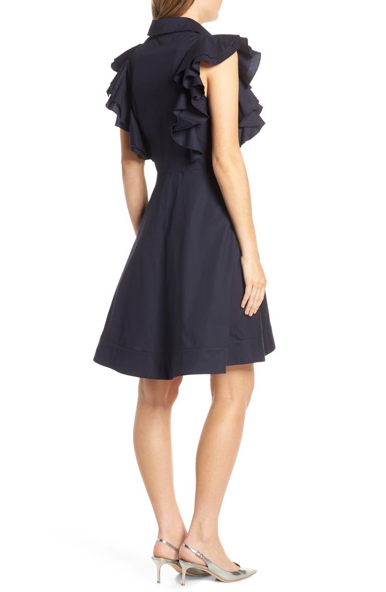 1901 Ruffle Sleeve Fit & Flare Dress, Alternate, color, 
