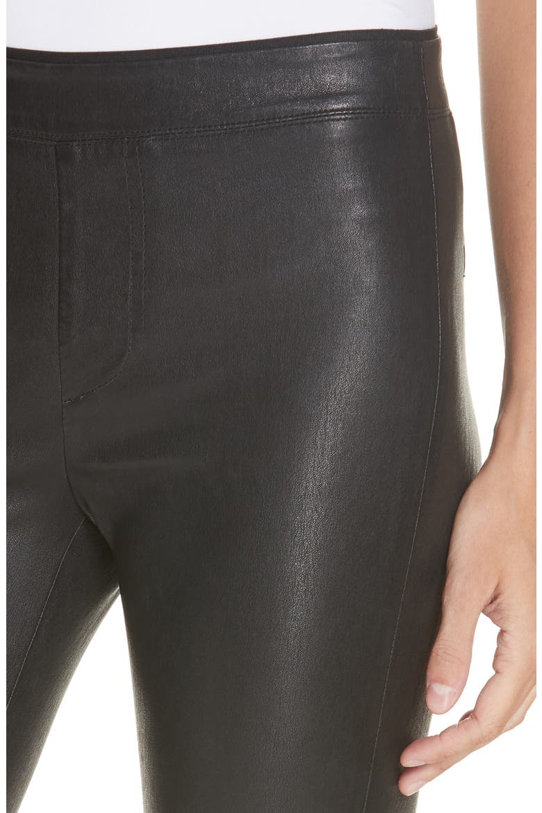 Stretch Lambskin Leather Leggings, Alternate, color, BLACK