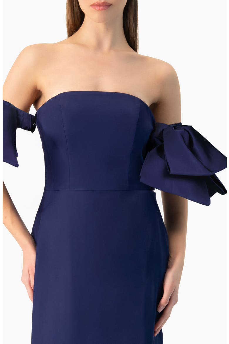 Strapless Column Gown with Detachable Bow Sleeves, Alternate, color, Navy Blue