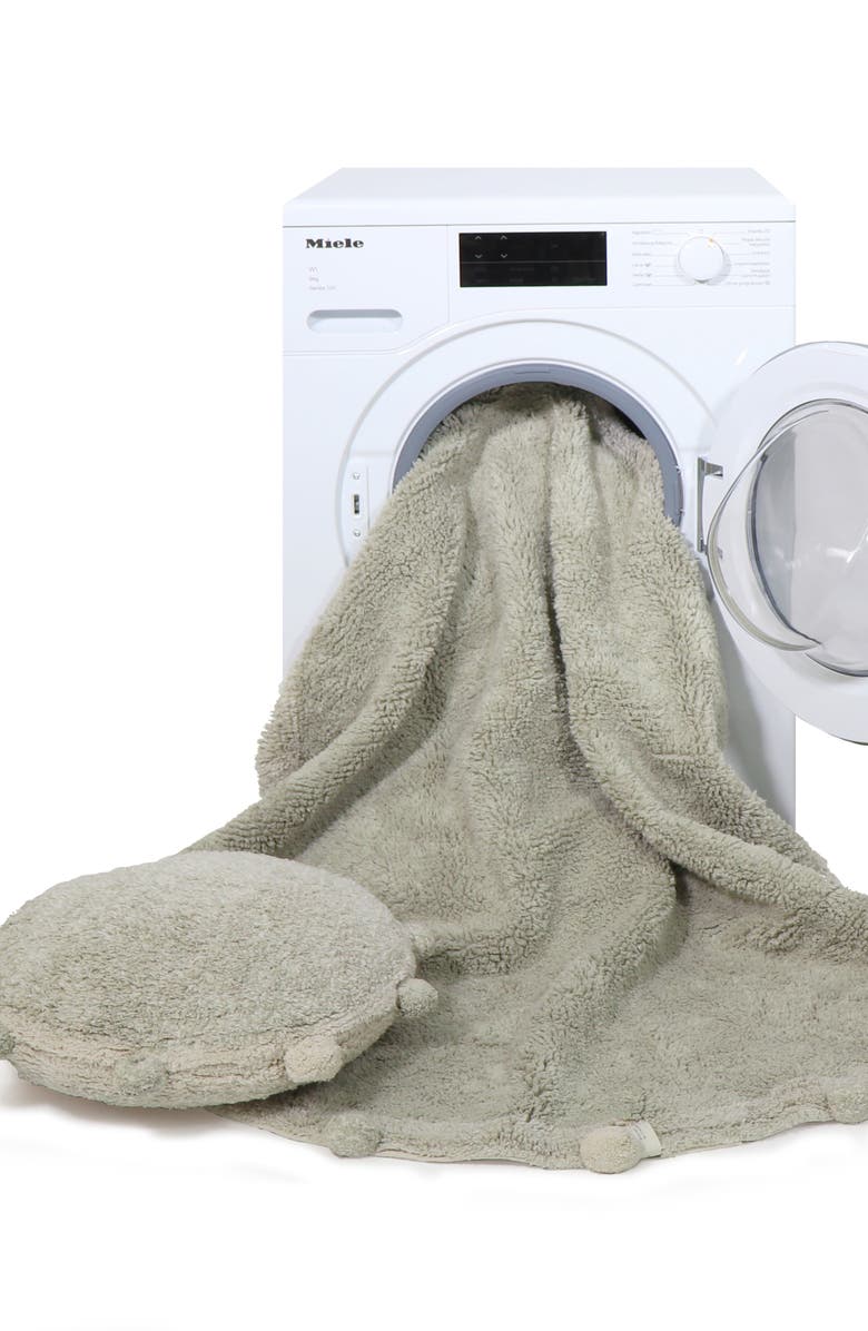 Lorena Canals Bubbly Pompom Trim Floor Cushion, Alternate, color, Olive