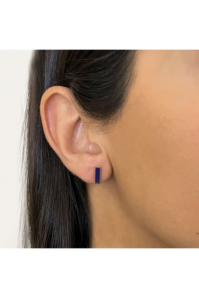 Lapis Bar Stud Earrings, Alternate, color, Blue