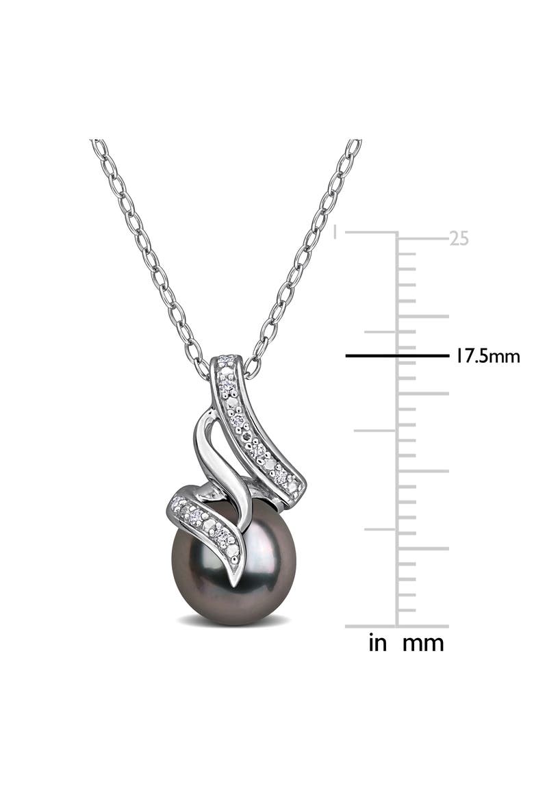 Tahitian Pearl & Diamond Pendant Necklace, Alternate, color, BLACK