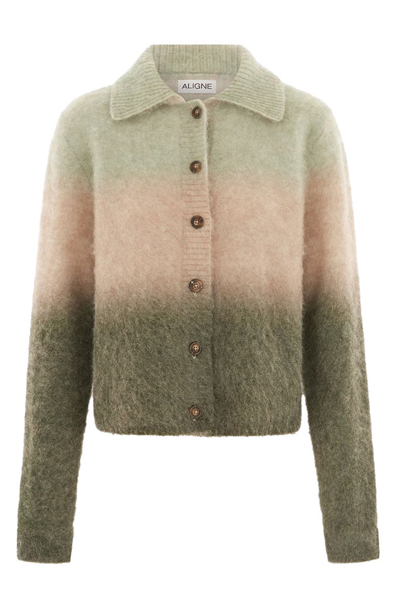 ALIGNE Shirley Stripe Cardigan, Alternate, color, Green Multi