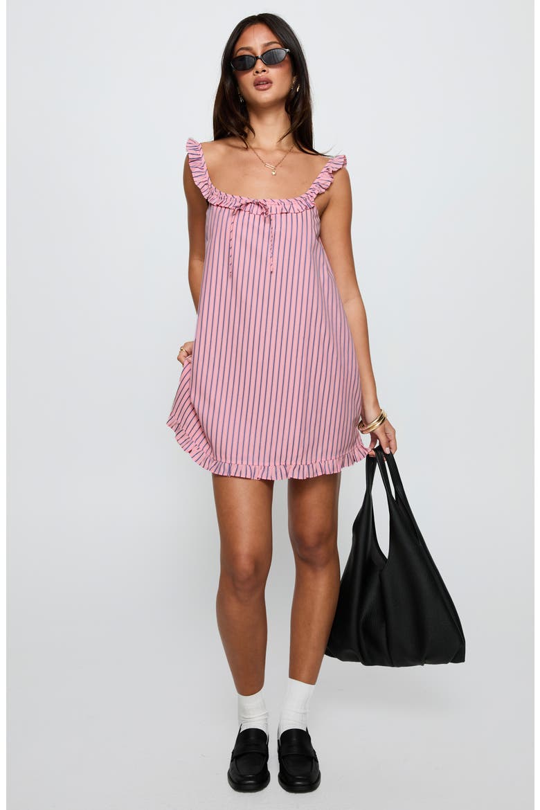 Zalina Stripe Babydoll Minidress, Alternate, color, PINK STRIPE