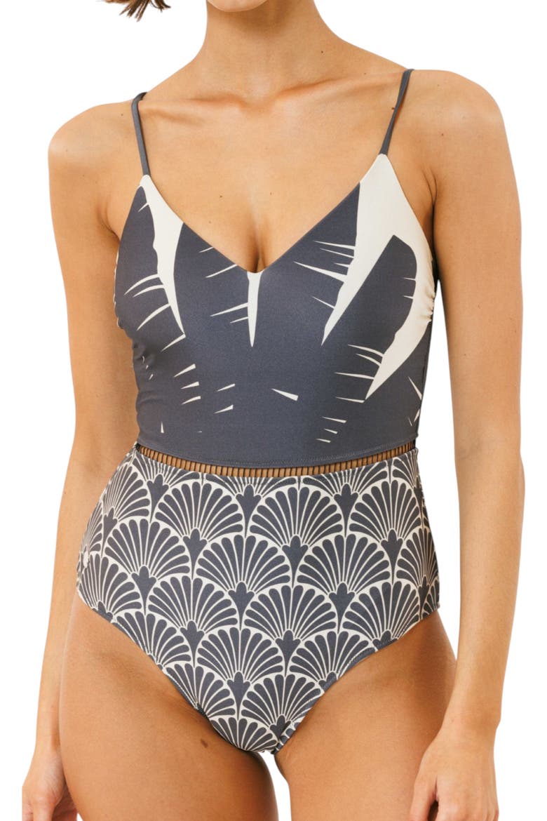 Arava One-piece Swimsuit, Alternate, color, Shiny Leaf