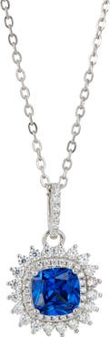 SAVVY CIE JEWELS Cushion Cubic Zirconia Double Halo Pendant Necklace