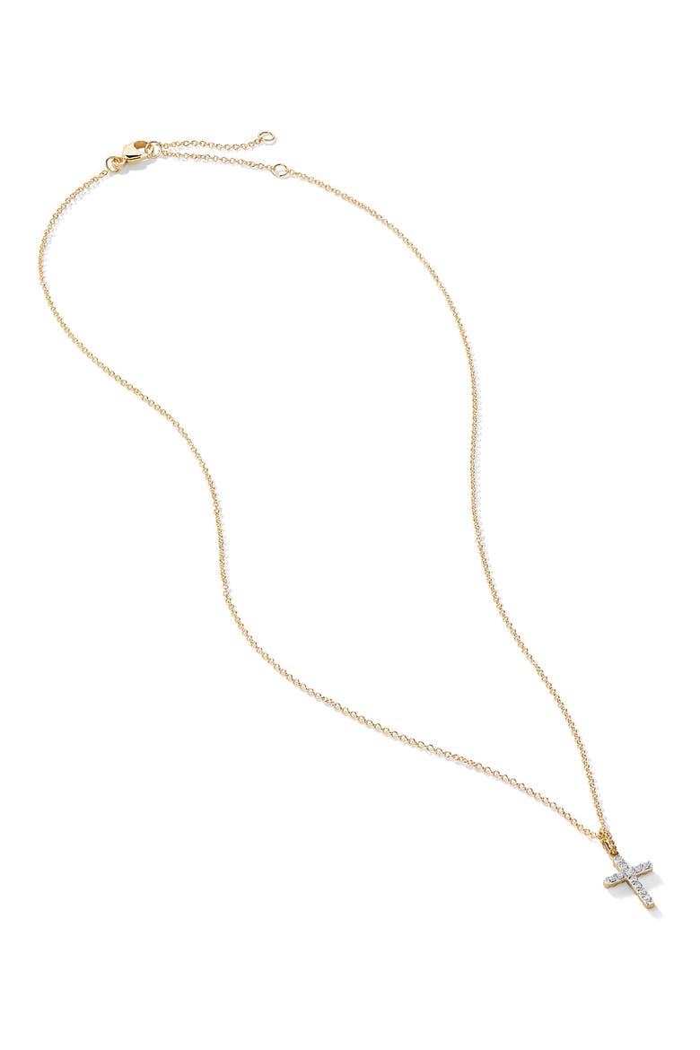 Cable Collectibles® Cross Necklace in 18K Yellow Gold & Diamonds, 17mm, Alternate, color, GOLD