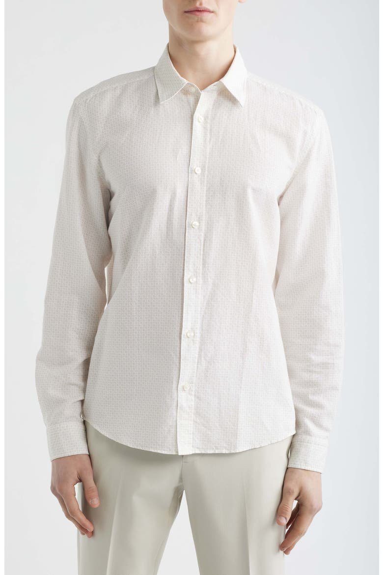 Liam Regular Fit Linen & Cotton Button-Up Shirt, Main, color, WHITE