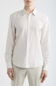 BOSS Liam Regular Fit Linen & Cotton Button-Up Shirt