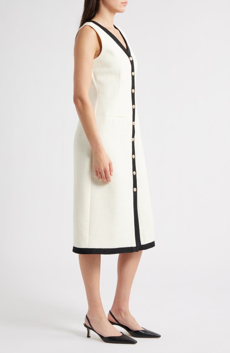ZOE AND CLAIRE Contrast Trim Sleeveless Tweed Dress, Alternate, color, White