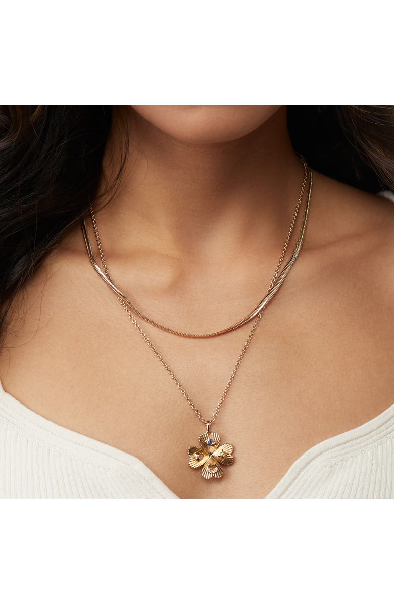 Alex and Ani Lucky Four Leaf Clover Necklace, Alternate, color, Gold