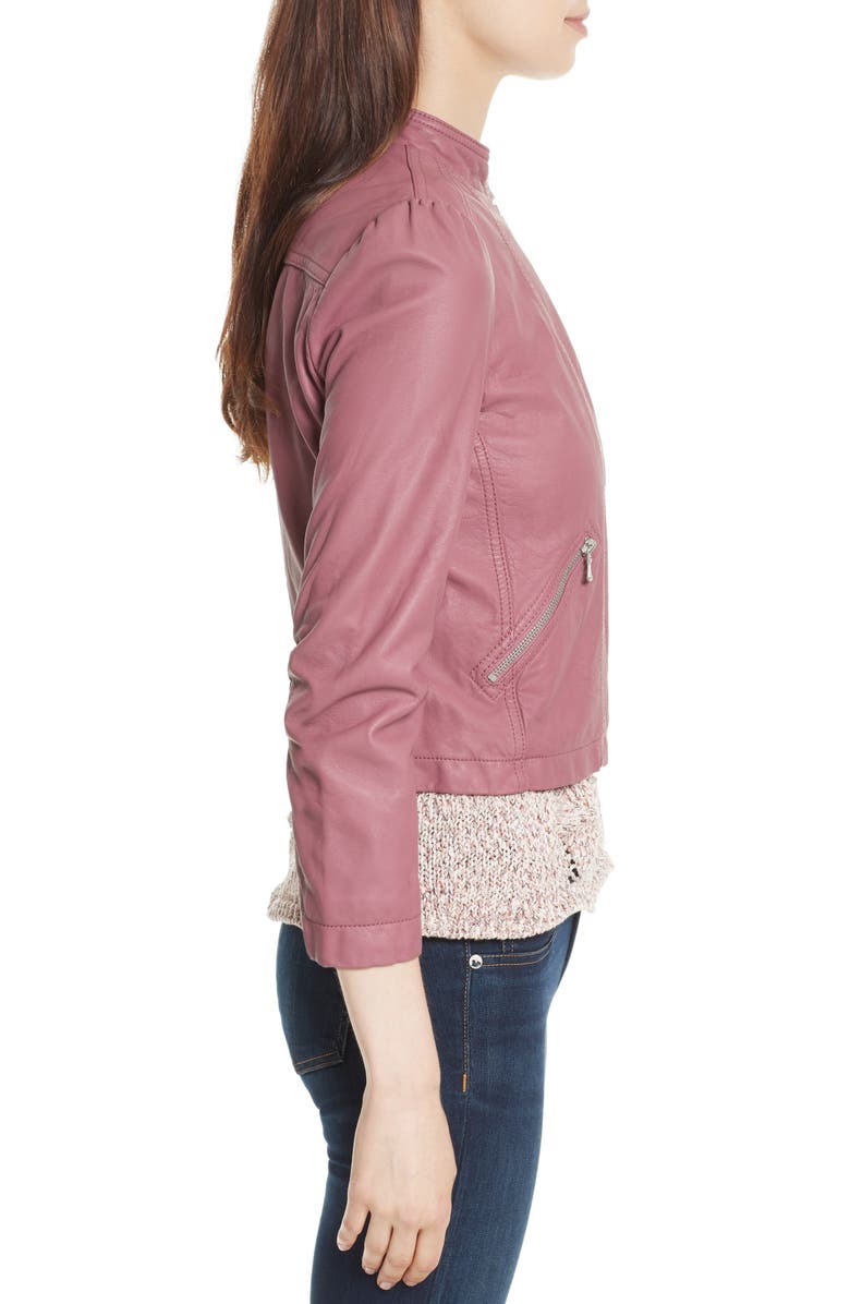 Rebecca Taylor Garment Washed Leather Moto Jacket, Alternate, color, 