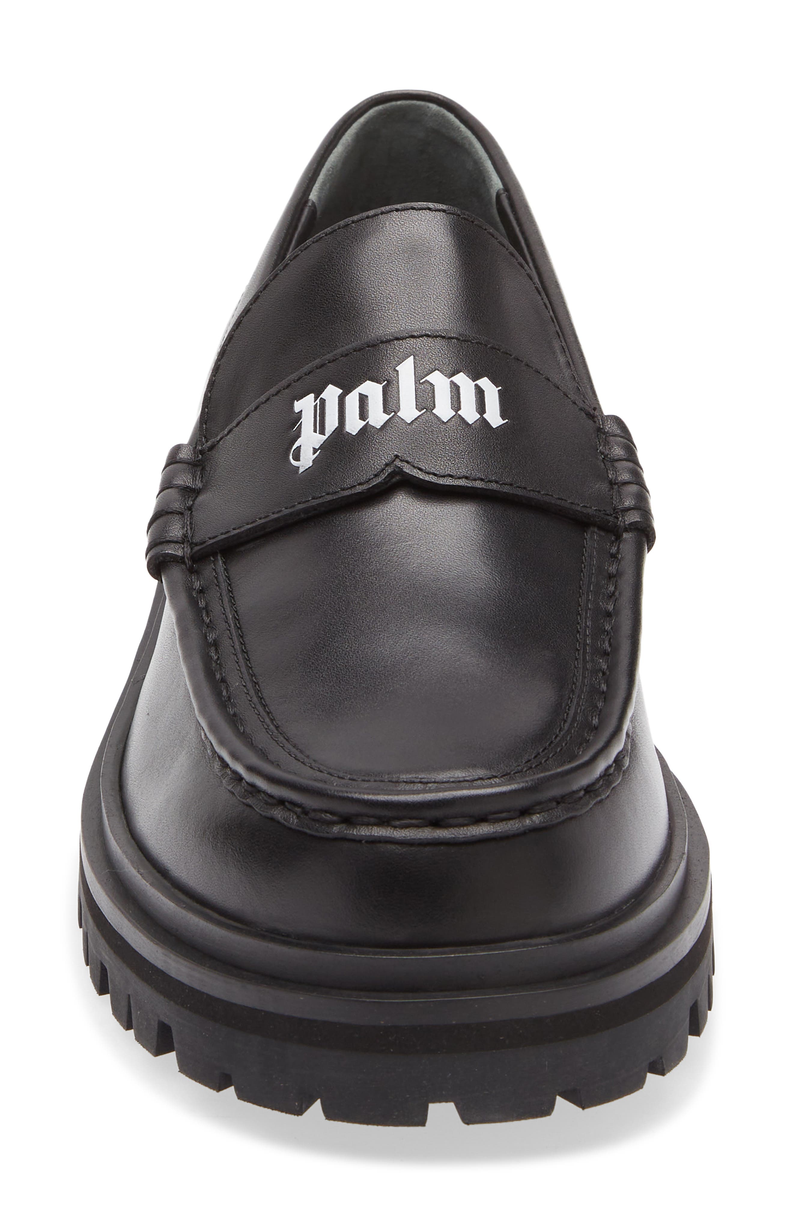 Palm Angels Logo Mismatched Loafer, Alternate, color, Black