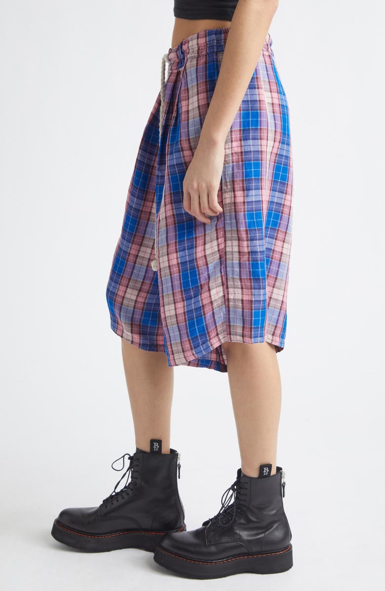 R13 Jumbo Plaid Pleated Drawstring Shorts, Alternate, color, Blue Pink Plaid