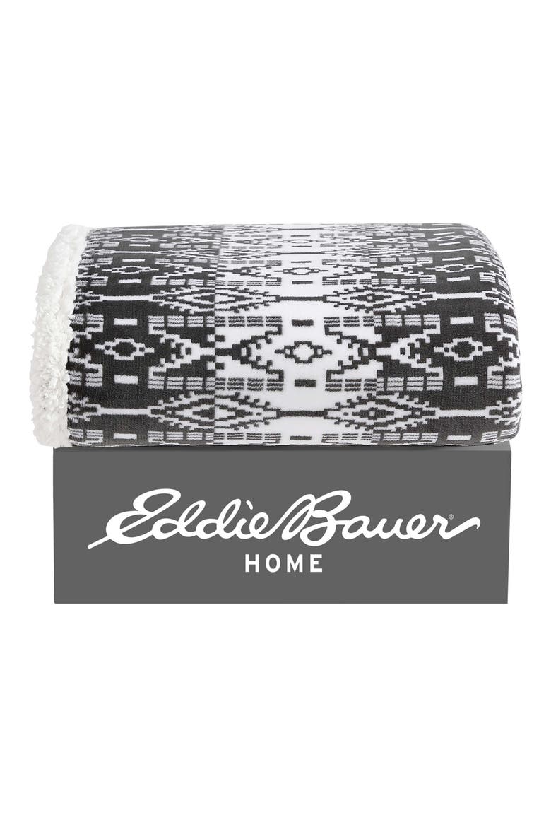 San Juan Geometric Popcorn Fleece Throw Blanket, Alternate, color, DARK GREY