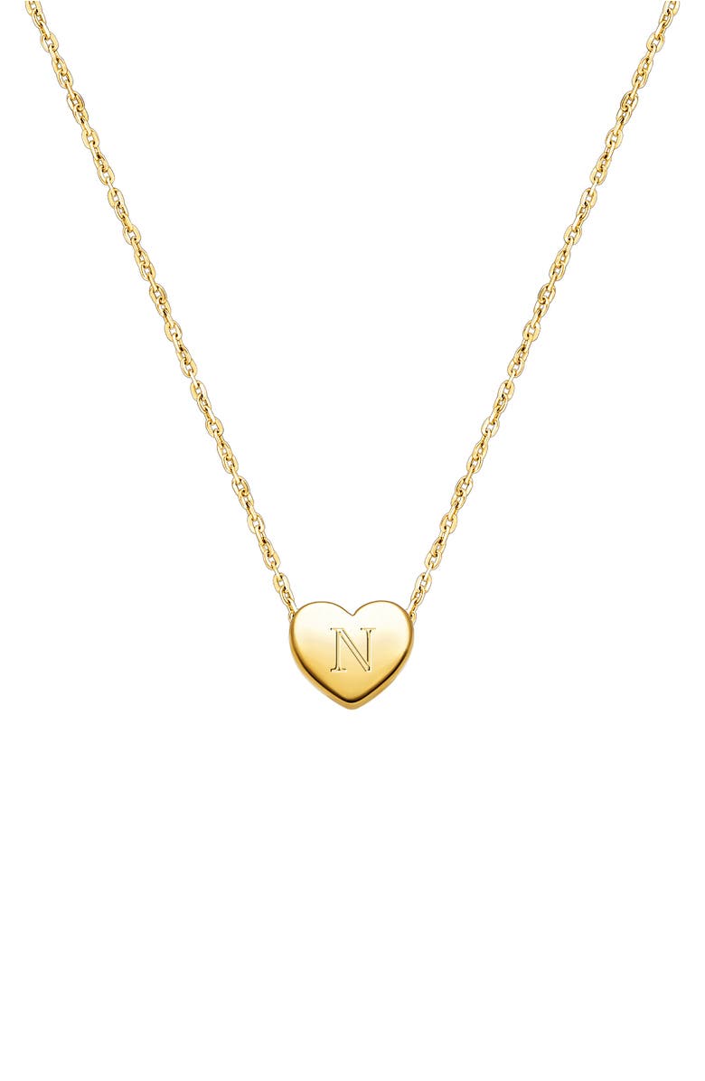 Tiny Blessings 14K Gold Mini Sliding Heart & Engraved Initial 12-14" Necklace, Main, color, 14K Gold - N
