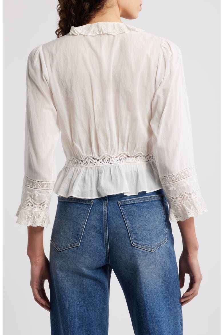 Eldoris Lace Detail Organic Cotton Top, Alternate, color, SALT