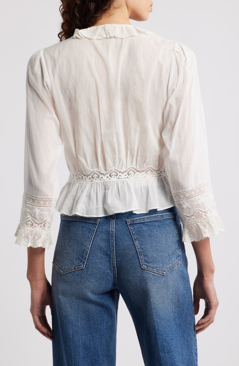 DÔEN Eldoris Lace Detail Organic Cotton Top, Alternate, color, Salt